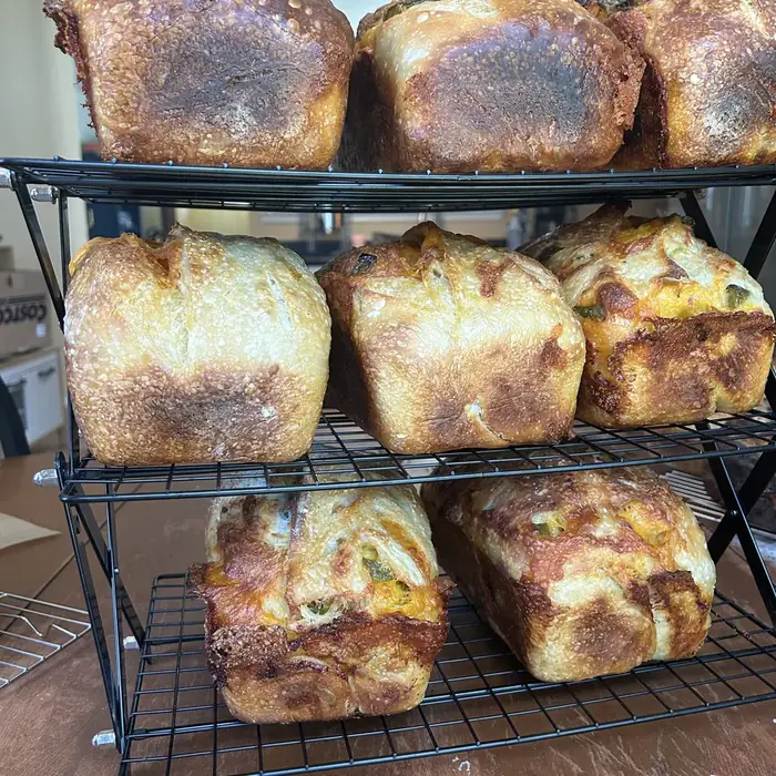 Loaves cooling on a rack